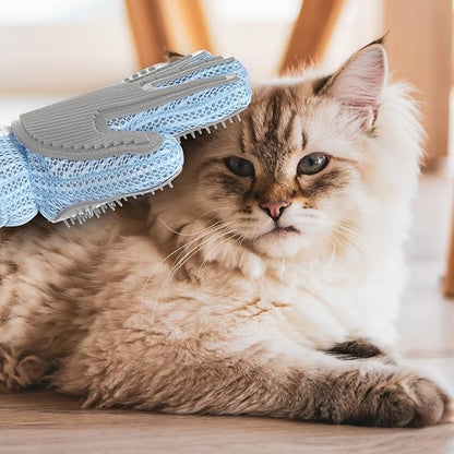2 in 1 Pet Grooming Glove for Cats & Dogs, Efficient Deshedding Brush Pet Long Short Fur Removal Glove, Gentle Massaging Puppy Kitten Bathing Grooming Brush Tool, Easy Clean Floating Hair Mitt