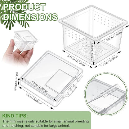 20 Pcs Insect Spider Terrariums Breeding Box Small Reptile Hatching Container Transparent Cricket Keeper Breeder Box Feeding Spider Cage with Lid for Scorpion Gecko Tortoise Centipede Tarantula
