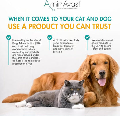 AminAvast Small Dogs & Cat Kidney Support - Promotes Healthy Kidney Support in Cats & Small Dogs - 300mg, 60 Capsule