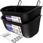 Goovilla Chicken Feeder Waterer, Hanging or Screw-in Fence Feeders with Clips, 2 Pack 5 Quart Goat Feeding Supplies, Duck Piglet Sheeple Coop Dog Livestock Poultry Plastic Feeder Trough Bucket, Black