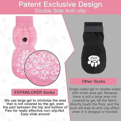 EXPAWLORER Anti Slip Dog Socks to Prevent Licking Paws, Dog Shoes for Hot Pavement, Dog Booties for Small Medium Large Senior Dogs, Traction Control Boots & Paw Protectors for Hardwood Floors
