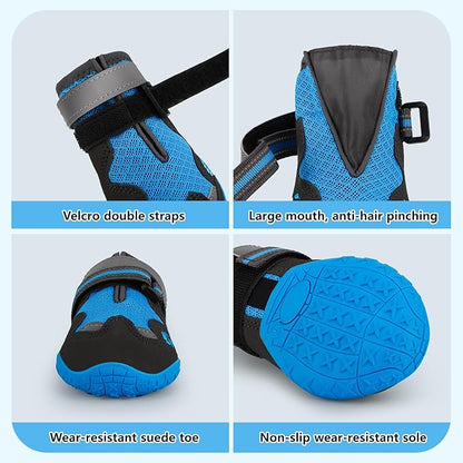 Dog Shoes for Large Medium Small Dog, Mesh Breathable Dog Shoes for Hot Pavement, Anti-Slip Dogs Boots Paw Protectors with Reflective for Outdoor Walking Indoor Hardfloors (Size 1)