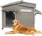 43" L Outdoor Extra Large Dog House with Removable Floor, Raised Feet, Anti-Chewing Iron Frame – Wooden Kennel with Asphalt Roof, Window for Indoor/Outdoor Use, Ideal for Medium to Large Dogs