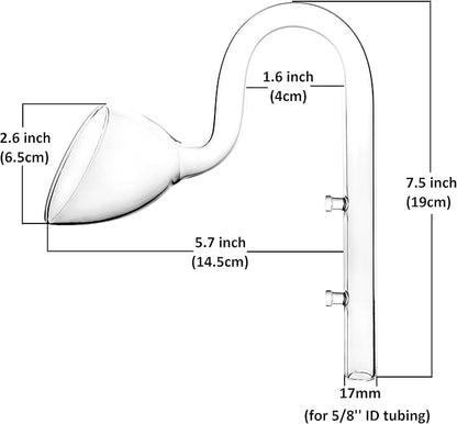Glass Lily Pipe Outflow for Aquarium Planted Tank (17mm for 16/22mm (5/8" ID) tubing)