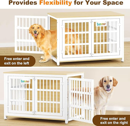EasyCom Heavy Duty Dog Kennel Indoor with Name Tag, XL Dog Crate Furniturefor Large and Medium Dogs, Double-Doors Sturdy Dog Cage for Anxiety Dog, Decorate House as TV Stand, End Table, Bedside Table