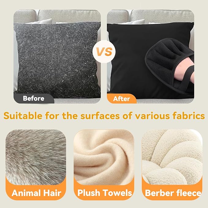 2 Packs Pet Hair Removal Glove,Pet Hair Remover for Cat & Dog,New Upgraded Electrostatic Gloves Pet Hair,Reusable Electro Static Pet Hair Remover Electrostatic Gloves for Furniture,Couch