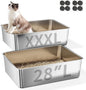 2 Pack Cat Pan Giant 28" Extra Large Stainless Steel Cat Litter Pan Metal Cat Litterbox for Big Cats and Multiple Cats, Anti-Leakage, Easy Cleaning