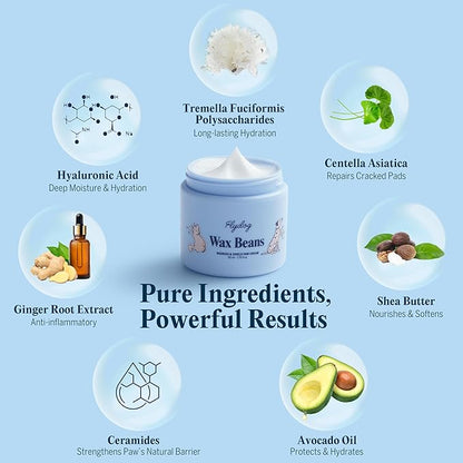 Flydog Wax Beans Fragrance-Free Pet Paw & Nose Balm Cream – Moisturizing, Soothing & Repairing Dry, Cracked Pads for Dogs, Cats & Small Animals, Avocado Oil Multi-Purpose Paw & Nose Protector, 50ml