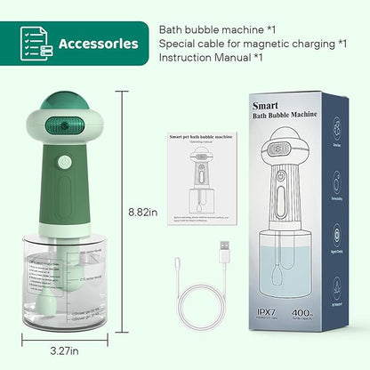 Dog Shampoo Dispenser, UFO Dog Shampoo Sprayer, Electric Foaming Shampoo Dispenser for Dog and Cat Washing, for Bathtub, Kitchen Sink, Bathroom Cleaning, Green