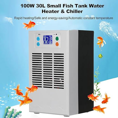 Electric Water Heater Chiller, AC 100‑240V 20L Aquarium Chiller ABS Housing Digital Display Intelligent Temperature Control 70W with Pump for Fish (US Plug Pump US Plug 110V)