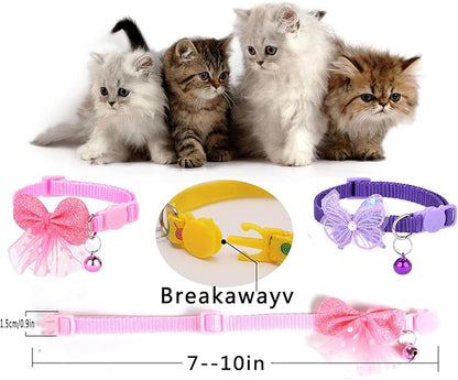 16 PCS Cute Cat Collars Breakaway with Bell for Boy Cats and Girl Cats Gifts (#2-Multicolor Lace)