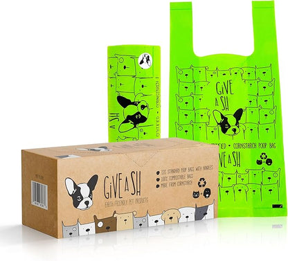 100% Certified Home Compostable Dog Poop Bags with Handles - 10% to Charity - ASTM D6400 & EN 13432 Compliant Large Poop Bags - 120 Bags - Large Pantry Roll of Plant Based Compostable Poop Bags
