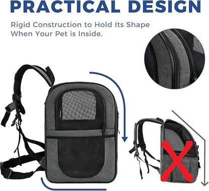 Apollo Walker Pet Carrier Backpack for 4-15lb Cats and Dogs, Puppies, Safety Features and Cushion Back Support | for Travel, Hiking, Outdoor Use (Gray)