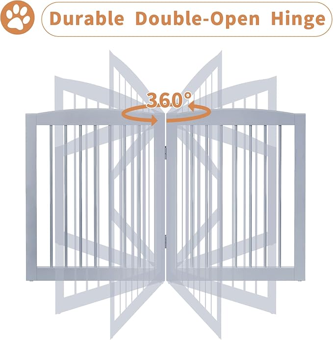 Freestanding Pet Gate for Dogs, Foldable Wooden Dog Gate for House, Indoor Dog Gate for Doorways, Stairs, Gates for Dogs Indoor, Support Feet Included, 24" Height 3 Panels, Grey