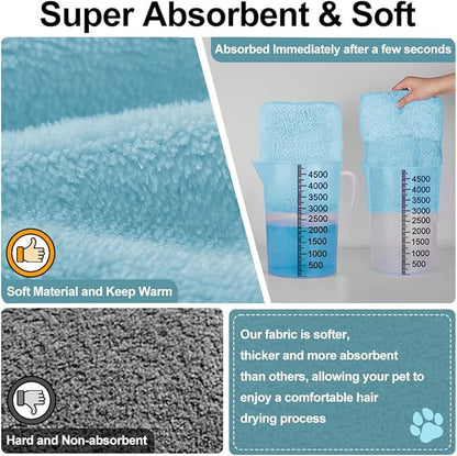 Giant Dog Bath Bubble, Quick Drying Super Absorbent Used for After Bathing, Warm Dog Towels, Adjustable Hoodies and Belts for Pet Dogs Bath Clothes Products (Blue, 6XL)