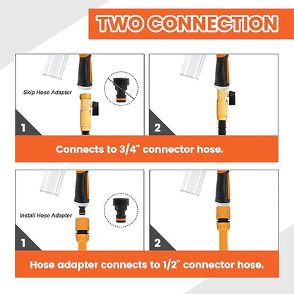 Dog Washing Hose Attachment, 10-in-1 Soap Sprayer Moden Garden Hose Nozzle with 100cc Soap Dispenser, Dog Wash Supplies with Dog Bath Brush & Pet Comb, Foam Gun Car Wash Sprayer (Orange)