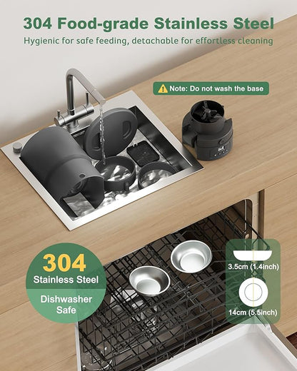 Gimars 5L Automatic Cat Feeder for 2 Cats, Programmable 1-6 Meals Cat Food Dispenser with Stainless Steel Bowl, Easy Setup, Dual Power Supply,10s Meal Call Timed Pet Feeder for Cats and Small Dogs