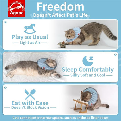 Agape Soft Cat Cone, Lightweight Recovery Collar for Cats to Stop Licking and Scratching After Surgery, Comfy Kitten Cone for Wound Care, Cute E Collar Alternative for Small, Medium, and Large Cats