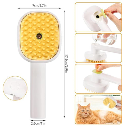 3-in-1 Cat & Dog Steam Brush – USB Rechargeable Spray Grooming Comb with Silicone Teeth – Anti-Static, Shedding Control & Massaging for All Hair Types Long/Short Hair Pets (Green)