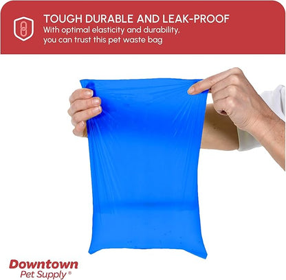 Downtown Pet Supply Dog Waste Bags (1000 CT - Rainbow Bags & 2 Dispensers) Clips to Dog Leashes & Harnesses - Poop Scoop Bags are Leak-Proof & Unscented