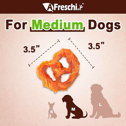 Afreschi Natural Turkey Tendon Pretzel (M) 10 oz, USA-Sourced Turkey Tendon, All Natural Puppy Chew, Hypoallergenic, Rawhide Alternative, for Medium Breeds