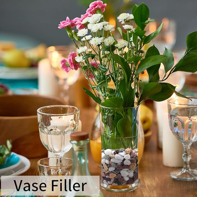 2 lbs Natural Mixed Color Pea Gravel Pebbles, 3/8 inch Decorative Rocks for Succulents, Pebbles for Indoor Plants, Vases, Aquarium Gravel, Top Dressing, Outdoor Decorative Stones