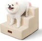 Dog Stairs for Small Dogs & Cats, 3-Step Non-Slip Pet Steps for Couch Sofa and Chair, Beige, 13.6" H