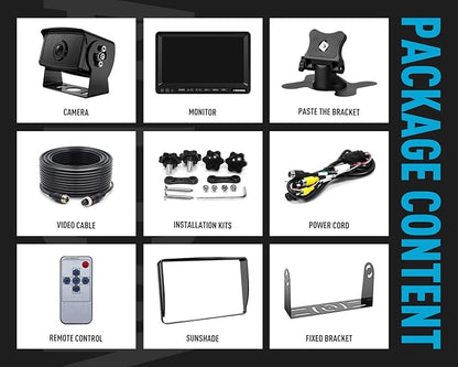 FOOKOO Ⅱ HD Backup Camera System Kit,7" 1080P Reversing Monitor+IP69 Waterproof Rear View Camera,Sharp CCD Chip, 100% Not Wash Up,Truck/Semi-Trailer/Box Truck/RV (FHD1-Wired)