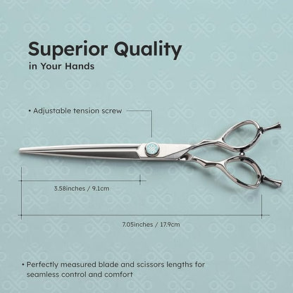 7" Dog Grooming Scissors – Sawtooth Blade, VG10 Stainless Steel for Sharpness, Durability, and Edge Retention, Perfect for Grooming Maltese, Yorkie, Schnauzer