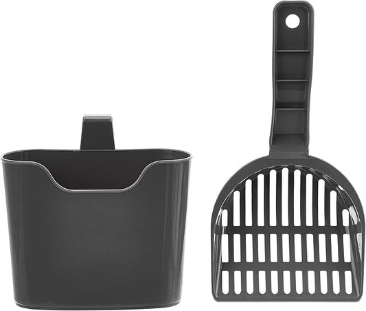 Amazon Basics Durable Litter Scoop for Cat Litter Box, with Holder, Efficient Scooper