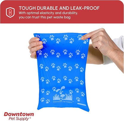 Downtown Pet Supply Rainbow Paw Print Poop Bags (2200 CT & 2 Dispensers) - Leak-Proof, Unscented, Clips to Leashes & Harnesses