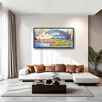 Extra Large Sydney Opera House Framed Wall Art for Living Room,Oversized Abstract Harbour Bridge Cityscape Pictures Wall Decor,Canvas Print Painting Modern Artwork Bedroom Office Bathroom 60L" x 30W"