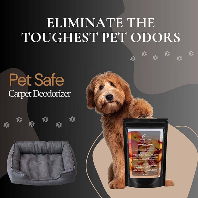 Georgia Peach Carpet Freshener Powder: Powerful Odor Eliminator for Home, Upholstery Deodorizer, Carpet Deodorizer, Pet Urine, Cat Litter Box - Georgia Peach Fragrance