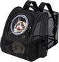 Expandable Pet Carrier Backpack with Transparent Bubble Window, Gray Mesh Travel Bag, Portable Space Capsule Design with Foldable Dogs Carrier for Pets (Black)