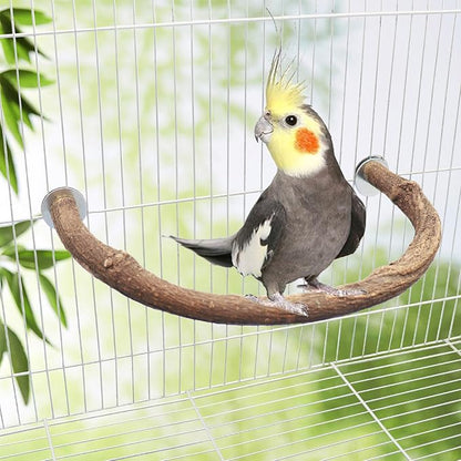 2 Pack Bird Perch Stand, Natural Wood U Shape Parrot Stand Pole, Bird Cage Accessories, Suitable for Small to Medium Birds Parakeets Cockatiels Budgie Lovebirds