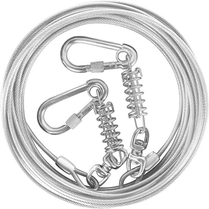 Dog Tie Out Cable - 10/15/20/25/30FT Heavy Duty for Large Dogs Up to 250LBS - Rosy Pink/Blue/Purple/Silver/Red/Green/Yellow