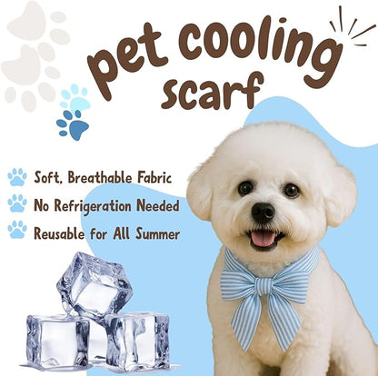 4pcs Cooling Scarf for Pets,Summer Cooling Scarves Keep Cats and Dogs Cool, Reused,Rrecycled,Suitable for Dogs (4pcs-Blue Stripe)