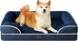 EHEYCIGA Orthopedic Dog Beds for Large Dogs, Waterproof Memory Foam Large Pet Bed with Sides, Non-Slip Bottom and Egg-Crate Foam Dog Couch Bed with Washable Removable Cover, Navy