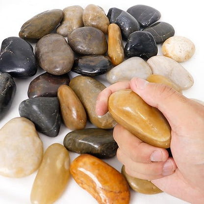2LB 1"-2" Decorative River Rocks for Plants, Polished Pebbles for Garden Landscaping, Planters, Aquariums, Vase Fillers – Indoor & Outdoor Decor