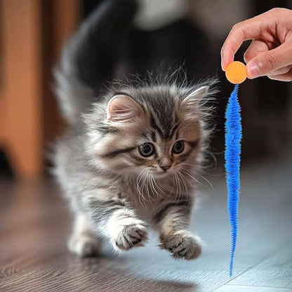 6 Pcs Bouncy Ball for Cats, Colorful Fuzzy Bouncy Cat Worm Toy Ball Fuzzy Worms (Balls Colors are Random)