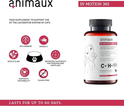 animaux – in Motion 365 for Dogs, Joints, Bones, Mobility, Ligaments and Tendons, Green-Lipped Mussel, Willow Bark and Devil’s Claw, Natural Pain Relief, 60 Chewable Tablets, 60 Days Supply