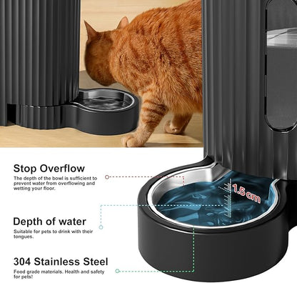 Gardner Pet Automatic Gravity Cat Food Feeder and Water Dispenser Stainless Steel Two-in-One Set Large Capacity Dispenser for Pets Dogs, Puppies, Kittens