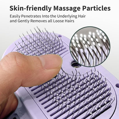 3-in-1 Self-Cleaning Brush for Shedding Dogs and Cats - Removes Static, Tangles, and Loose Hair (Purple)
