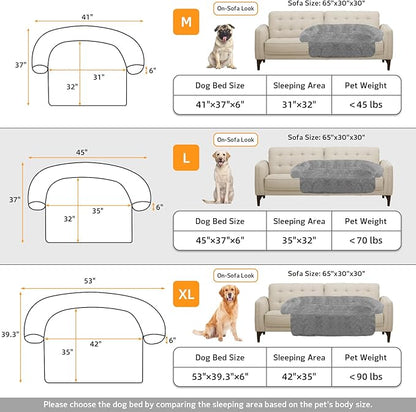GGIB Calming Dog Bed Fluffy Plush Dog Mat for Furniture Protector with Removable Washable Cover for Large Medium Small Dogs and Cats (Large, Grey)