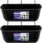 Goovilla Large Feed Trough, Hanging or Screw-in Fence Feeder with Clips, 2 Pack 9 Quart Goat Feeder Supplies, Dog Horse Hog Pig Livestock Poultry Plastic Feeder Trough Bucket for Large Animal, Black