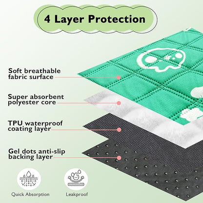 4 Pack Guinea Pig Bedding - Washable Guinea Pig Liners for Midwest Cage, Waterproof Reusable Pee Pads Super Absorbent Mats for Small Animals Pet Rabbit Bunny Hamster Rat (Green, 48 x 24 Inch)