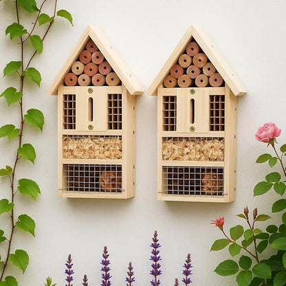 2 PK Large Cedar Wood Insect House Kit for DIY Project Backyard Insect House, Bee House, Nesting Habitat Shelters, Garden Shelter for Bees, Butterflies, Bugs