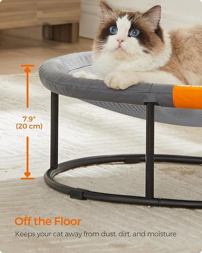 Feandrea Pet Bed, Cat Hammock, Elevated Cat Bed for Multiple Cats, with Removable Washable Mesh, for Pets up to 28 lb, Oval, Gray UPCB002G01
