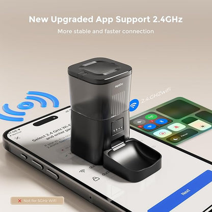 Espelho Automatic Cat Feeders WiFi: Food Dispenser with App Control 2.4Ghz WiFi- Smart Timed Cats Feeder with Voice Recorder| 4L Auto Pet Feeder for Cat and Small Dog- Up to 10 Meals per Day