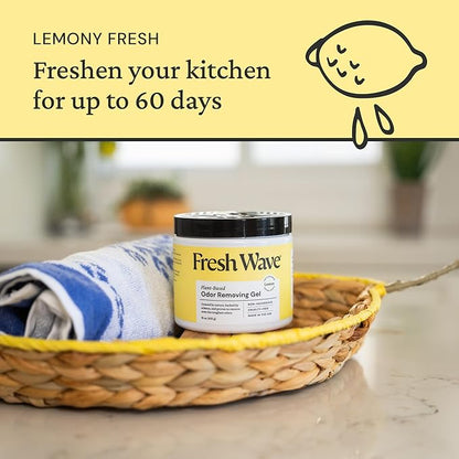 Fresh Wave Lemon Odor Removing Gel, 15 oz. | Odor Absorbers for Home | Safer Odor Relief | Natural Plant-Based Odor Eliminator | Every 15 oz. lasts 30-60 Days | For Cooking, Trash & Pets